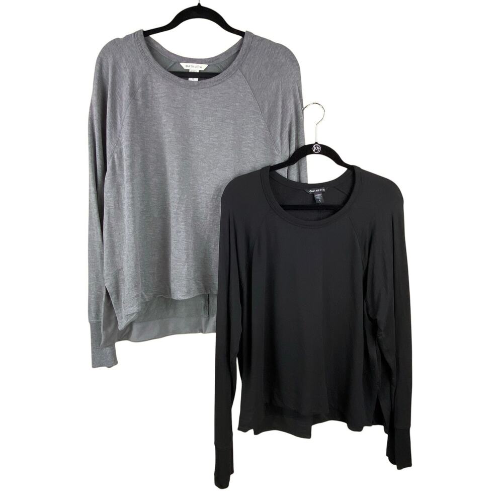 Athleta Sweatshirts Size L Gray And Black Lightweight Basic Athletics